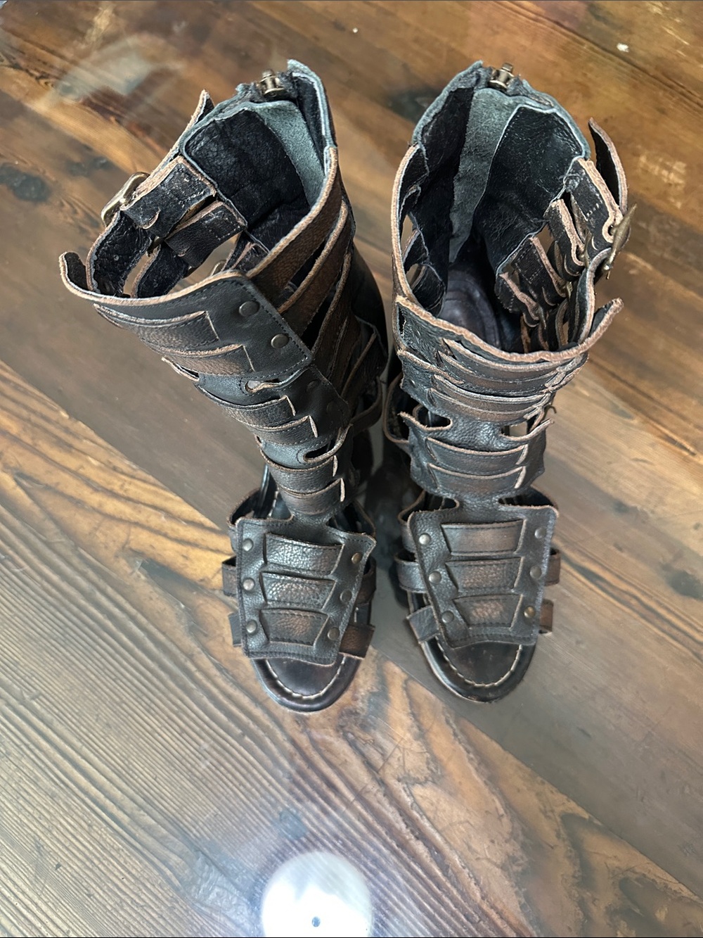 freebird Black Multi-Strap Buckle Block Heel Sandals - Picture 2 of 3